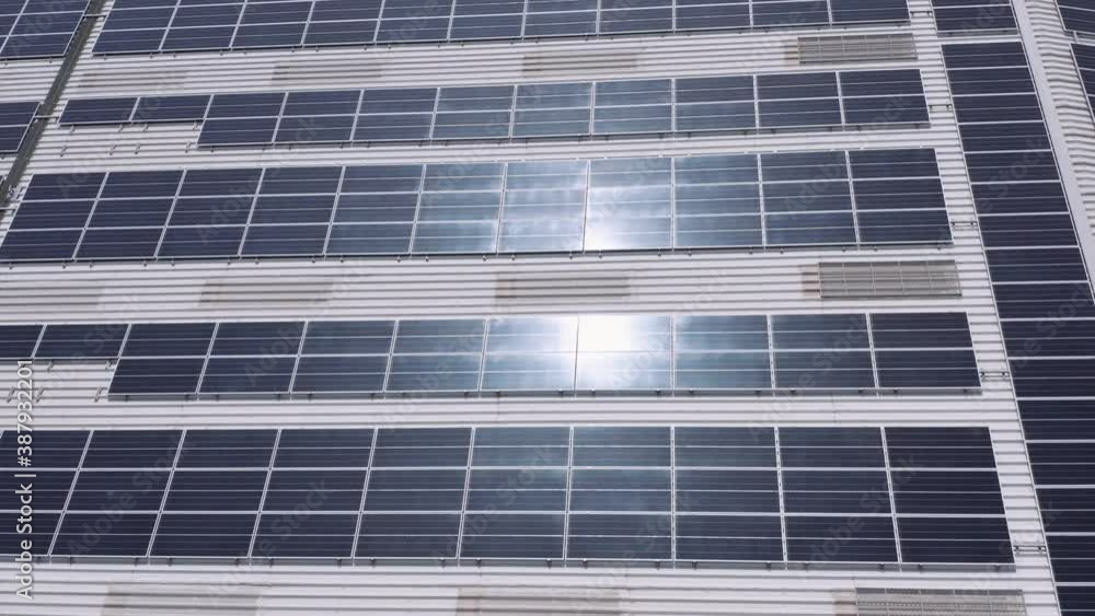 Strips of Solar Panels in the sun -aerial Strips of Solar Panels in the sun -aerial