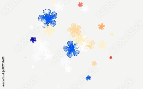 Light Orange vector abstract backdrop with flowers.