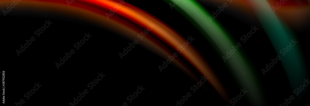 Dynamic motion abstract background. Color blurred stripes on black. Wave liquid lines poster. Vector illustration Dynamic motion abstract background. Color blurred stripes on black. Wave liquid lines poster. Vector illustration