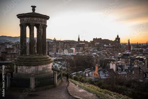 View from Carlton Hill at sunset, in Edinburgh.