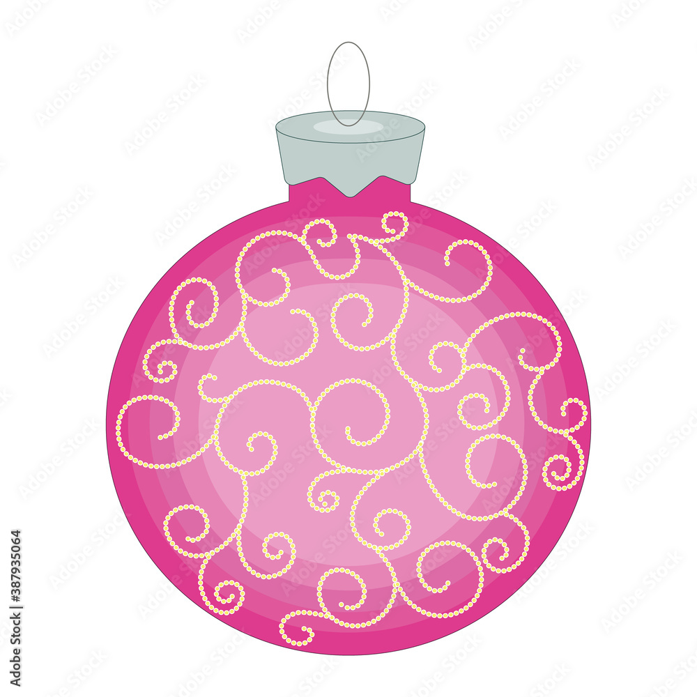 New Year, Christmas, holiday decoration, Christmas balls. New year icon. Isolated, white. Illustration New Year, Christmas, holiday decoration, Christmas balls. New year icon. Isolated, white. Illustration