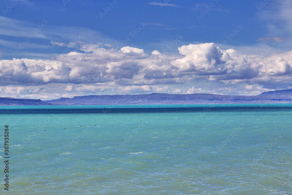 Lago argentino lake in Laguna Nimez Reserva, El Calafate, Patagonia, Argentina