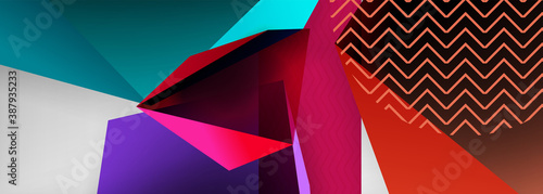 Low poly 3d geometric shapes, minimal abstract background. Vector illustrations for covers, banners, flyers and posters and other