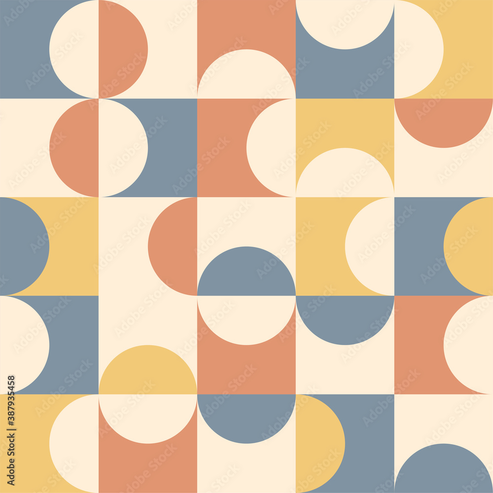 Vecteur Stock Geometric abstract pattern in retro colors or modern vintage  colors. Mid century modern pattern. Vector illustration | Adobe Stock
