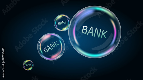 The banking system is bloated and deceitful in the soap bubble. System will burst soon and destroyed. Vector EPS10.