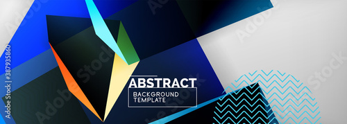Low poly 3d geometric shapes, minimal abstract background. Vector illustrations for covers, banners, flyers and posters and other