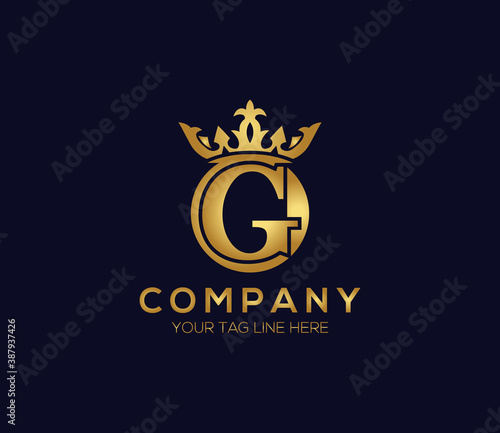 G Alphabet Crown Logo Design Concept