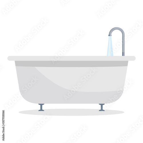 Bath. Sanitary and technical enameled device used for household purposes and personal hygiene. Vector illustration isolated on a white background for design and web.