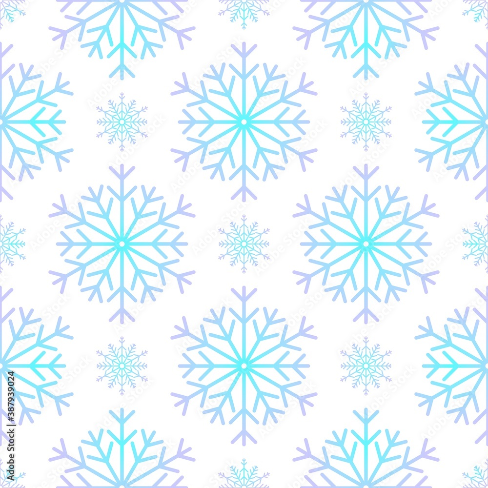 Winter seamless pattern with snowflakes on white background vector illustration