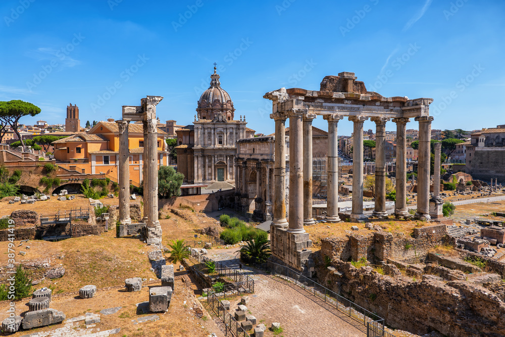 Ancient Roman Forum in City of Rome, Italy