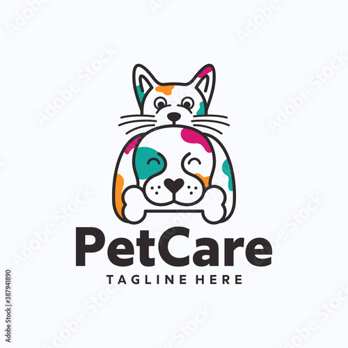 creative logo design concept Dog and Cat vector template
