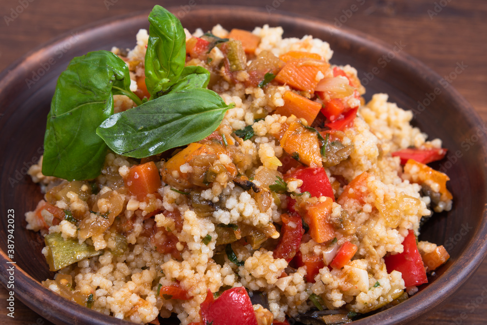 Foto de Couscous with stewed vegetables is a Moroccan, Algerian and