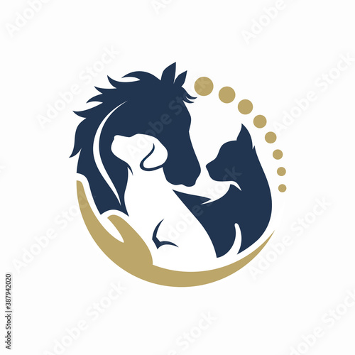 Horse, Dog, Cat Animal Logo Design Vector Template

