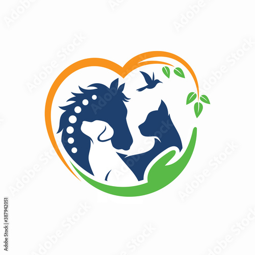 Horse, Dog, Cat Animal Logo Design Vector Template

