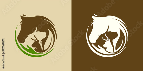 Horse, Dog, Cat Animal Logo Design Vector Template
