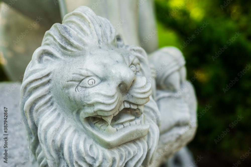 White marble lion statue