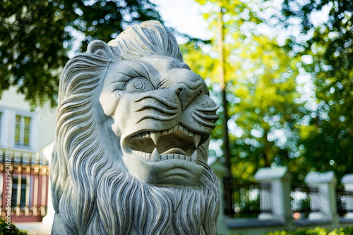 White marble lion statue