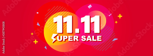 11.11 Super Sale banner vector illustration. Singles Day Sale