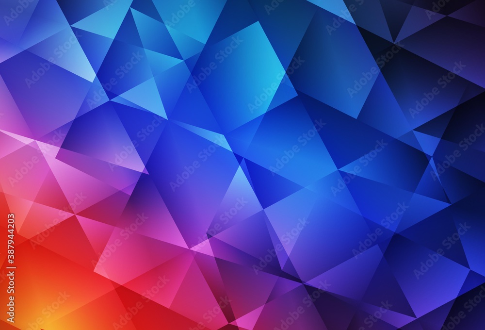Fototapeta premium Light Blue, Red vector shining triangular backdrop.