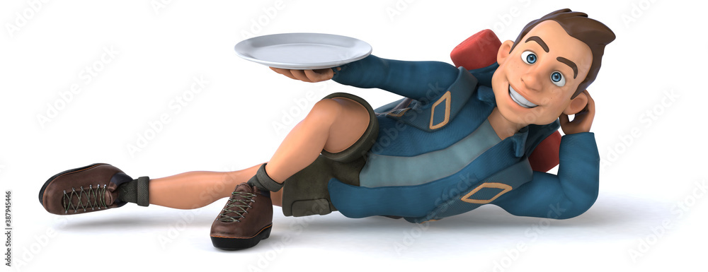 Fun illustration of a 3D cartoon backpacker Fun illustration of a 3D cartoon backpacker