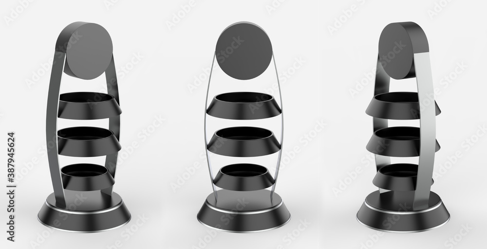 Display stand, retail display stand for product , display stands isolated on white background. 3d illustration
