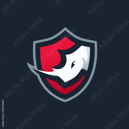 Fototapeta Naklejka Na Ścianę i Meble -  rhino shield e sport logo vector icon illustration