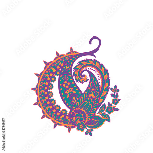 Paisley vector isolated pattern. Floral Vintage illustration
