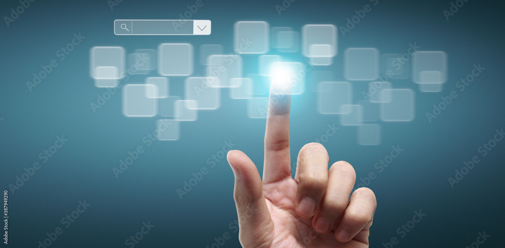 Hands touching button screen interface global connection customer networking Hands touching button screen interface global connection customer networking