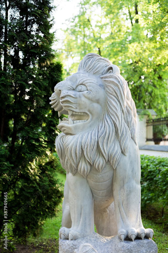 White marble lion statue