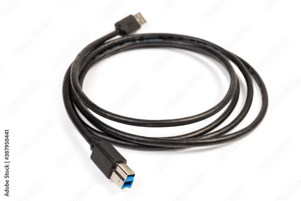 SuperSpeed USB cable close-up in selective focus SuperSpeed USB cable close-up in selective focus