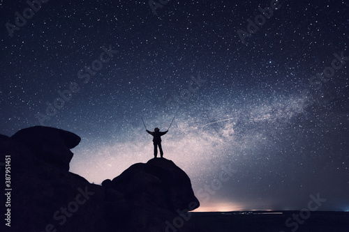 Mountaineer view of night sky with stars