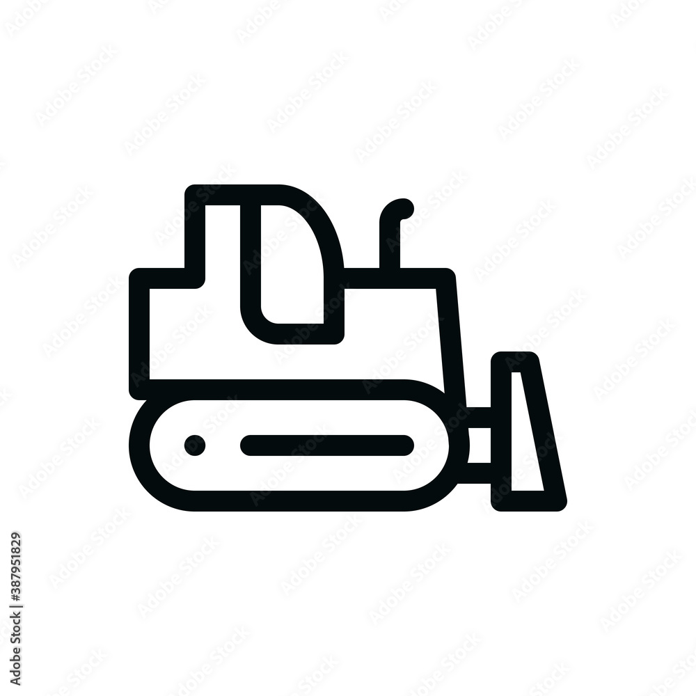 Bulldozer isolated icon, crawler dozer linear vector icon with editable stroke Bulldozer isolated icon, crawler dozer linear vector icon with editable stroke