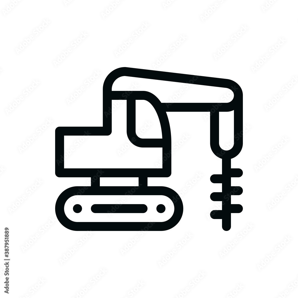 Earth auger excavator isolated icon, earth drilling auger machine outline vector icon with editable stroke Earth auger excavator isolated icon, earth drilling auger machine outline vector icon with editable stroke