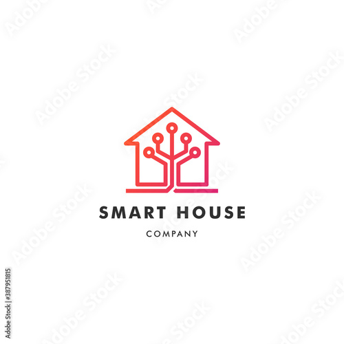 Digital Smart House Logo Template Vector