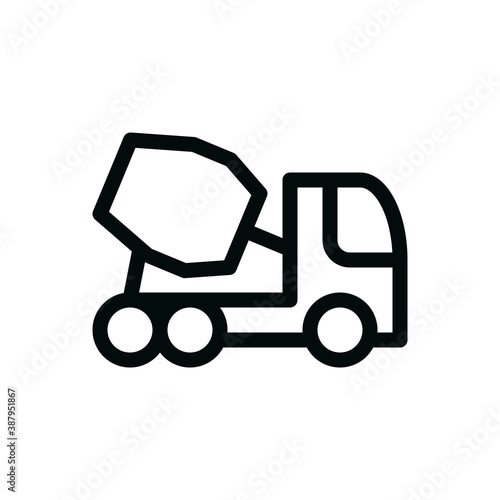 Cement mixer truck isolated icon, concrete mixer truck outline vector icon with editable stroke