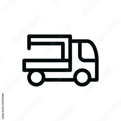 Hydraulic manipulator truck isolated icon, heavy duty truck mounted crane vector symbol with editable stroke