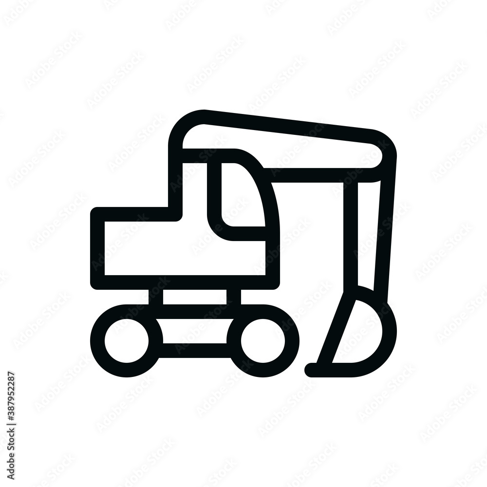 Wheel excavator isolated icon, digger heavy machine equipment linear vector icon with editable stroke Wheel excavator isolated icon, digger heavy machine equipment linear vector icon with editable stroke