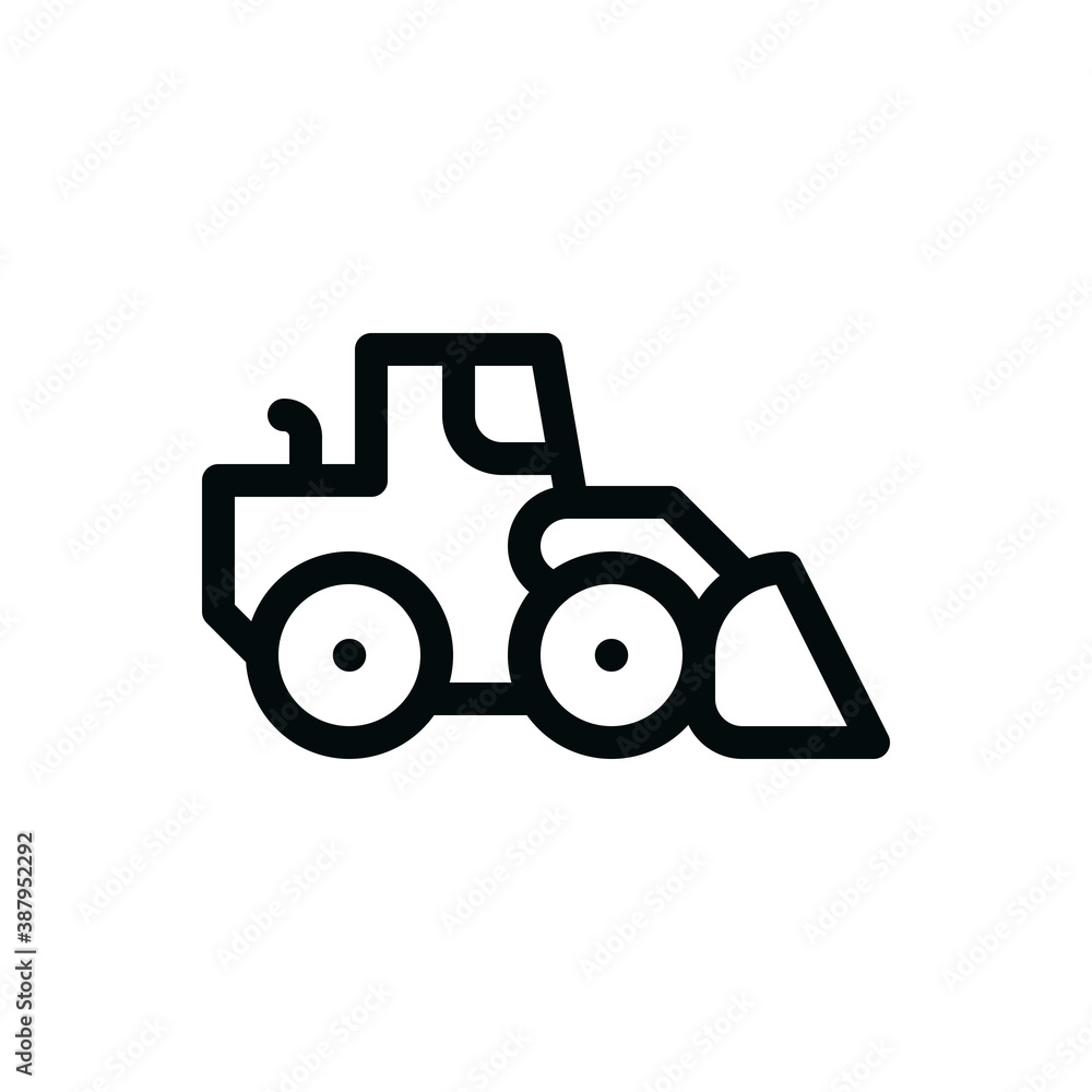 Front loader isolated icon, wheel loader linear vector icon with editable stroke