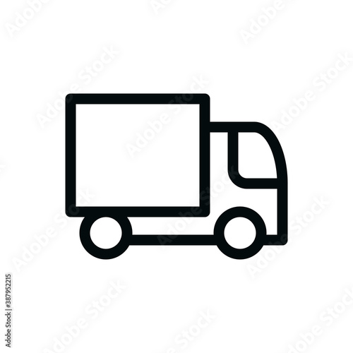Box lorry isolated icon, box van linear icon, lorry van truck vector icon with editable stroke