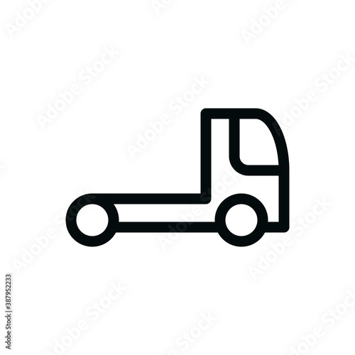 Truck chassis isolated icon, chassis cab truck outline vector icon with editable stroke