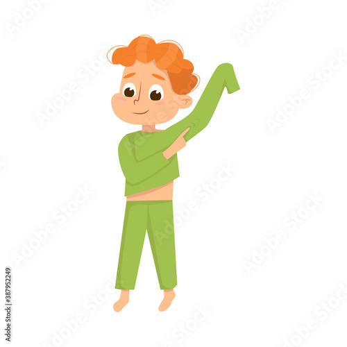 Cute Boy Wearing Pajamas Getting Ready to Sleep Cartoon Style Vector Illustration