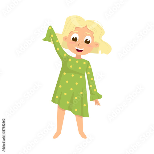 Cute Girl Wearing Pajamas Getting Ready to Sleep Cartoon Style Vector Illustration