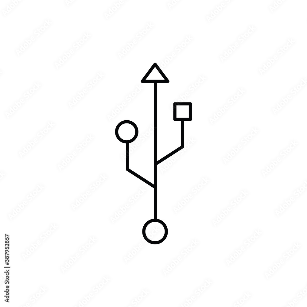 usb logo single isolated icon with line or outline style usb logo single isolated icon with line or outline style