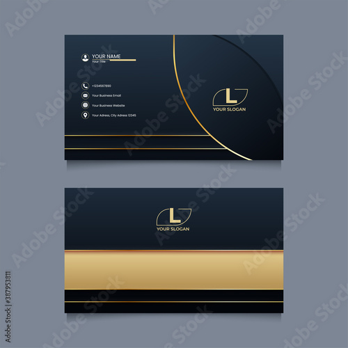 elegant business card template with golden style.