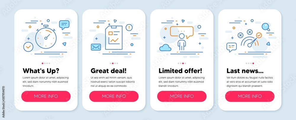 Set of Business icons, such as Timer, Report document, Consulting business symbols. Mobile screen banners. Correct answer line icons. Deadline management, Statistics file, Conference. Vector Set of Business icons, such as Timer, Report document, Consulting business symbols. Mobile screen banners. Correct answer line icons. Deadline management, Statistics file, Conference. Vector