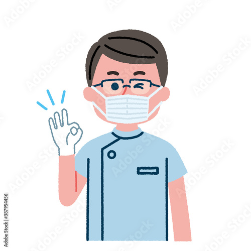 OKポーズをしている歯医者のイラスト素材