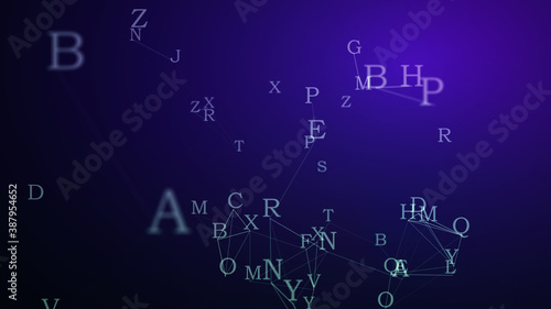 Letter Abstract Background. Cyber Network Security. 3d Illustration.