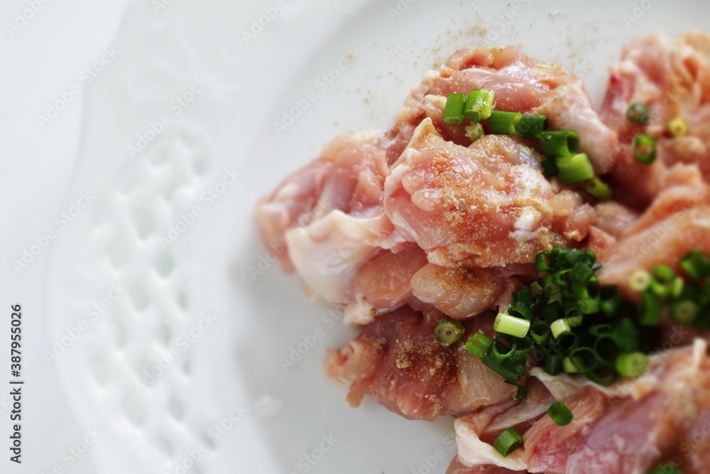 Korean cooking, chicken and seasoning with green onion Korean cooking, chicken and seasoning with green onion