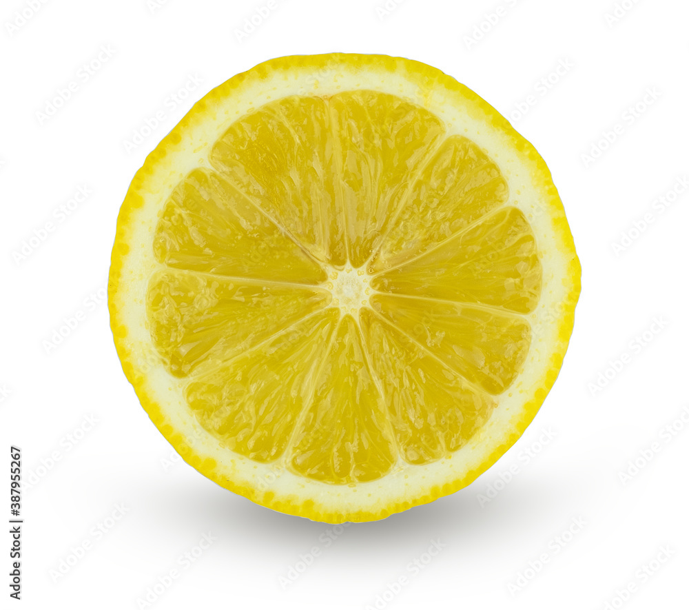 Lemon slice isolated on white background with clipping path