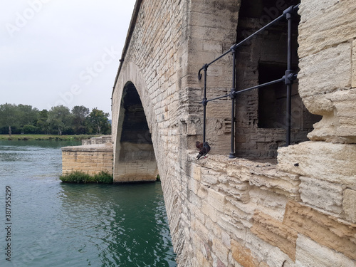 Avignon city detail of old historic bridge in Provence France photo